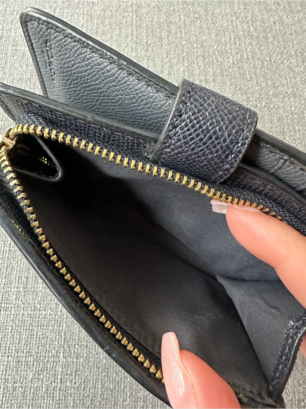 Coach Pebbled Leather Compact Wallet in Midnight Blue - Picture 8 of 10